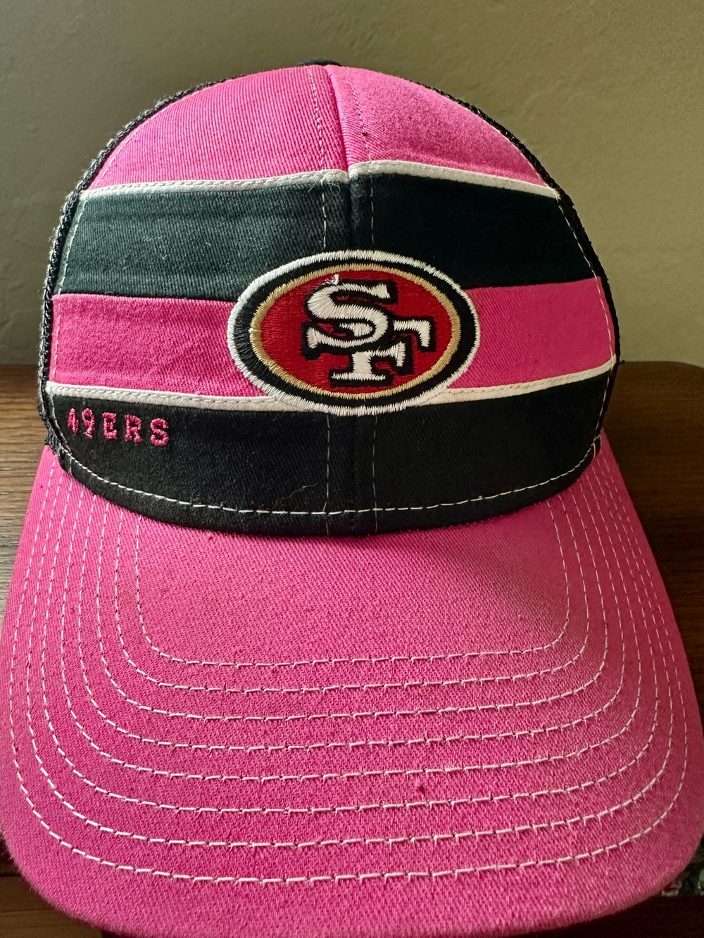 Vintage Reebok San Francisco 49ers Hat Pink Ribbon Breast Cancer Snapback Cap SM